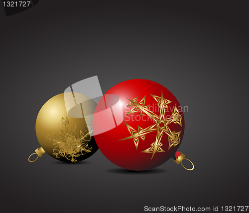 Image of Red and golden Christmas bulbs 