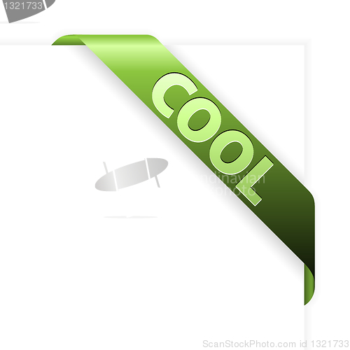 Image of Green corner ribbon for cool items 