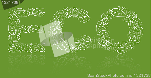 Image of Eco lettering made from white leafs