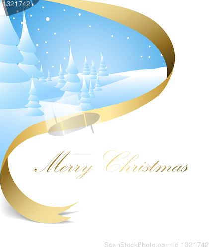 Image of Christmas card with snowy landscape
