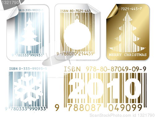 Image of Set of business Christmas silver and golden labels