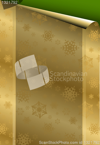 Image of Christmas card with golden paper 