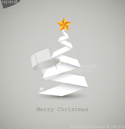 Image of Simple vector christmas tree made from white paper stripe