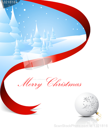 Image of Christmas card with snowy landscape