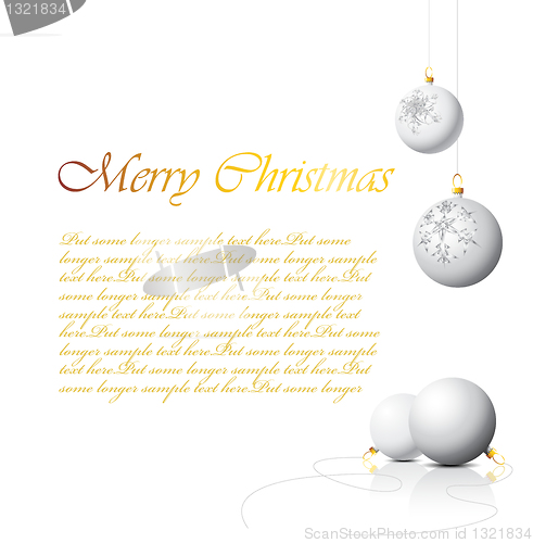 Image of White Christmas bulbs with snowflakes 