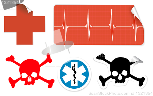 Image of medical symbols on stickers 