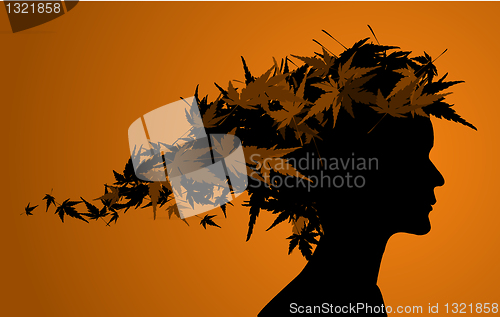 Image of Autumn floral girl silhouette 