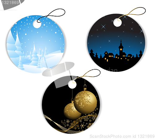 Image of Round Christmas and winter tags 