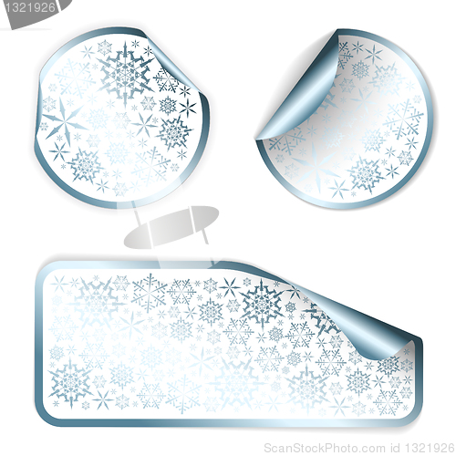 Image of White Christmas labels and stickers with chrome border