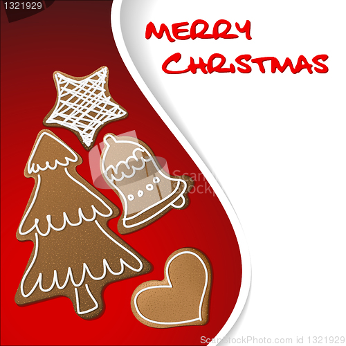 Image of Christmas card with gingerbreads 