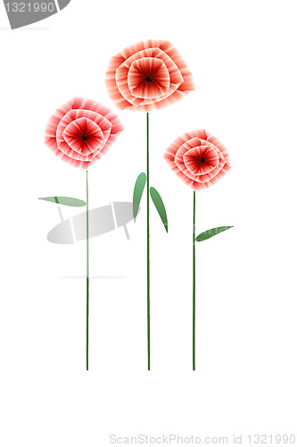 Image of three red flowers