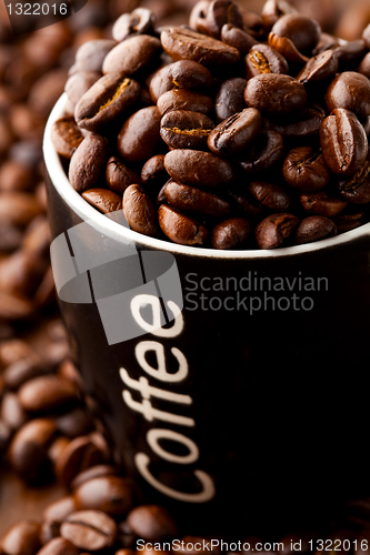 Image of Coffee beans and a coffee mug