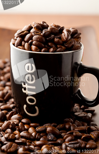 Image of Coffee beans and a coffee mug