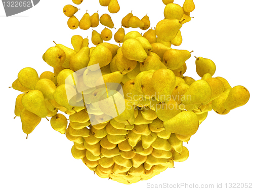 Image of Ripe fruits: yellow pears flow isolated