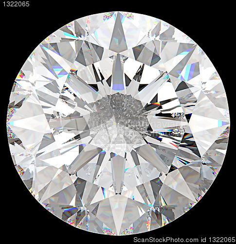 Image of Gemstone: top view of round diamond isolated