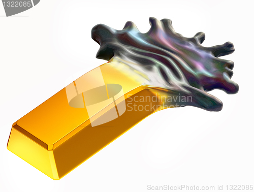 Image of Expensive oil: Gold bar changing into crude