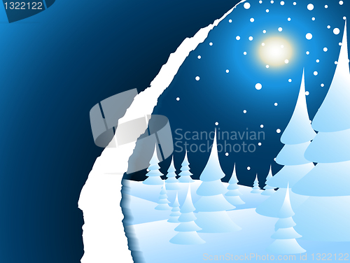 Image of Snowy winter night landscape