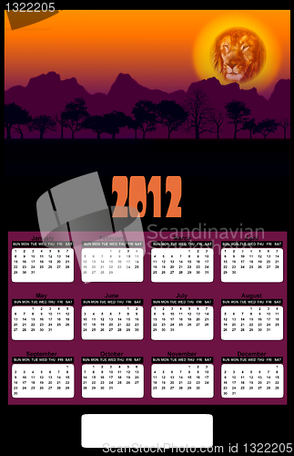 Image of 2012 African Lion Head Sunset Calendar