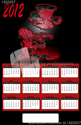 Image of 2012 Neon Red Rose on Black Background Calendar