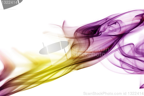 Image of Purple-yellow smoke in white background