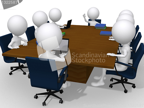 Image of 3d group discussion on a business meeting in a modern office 