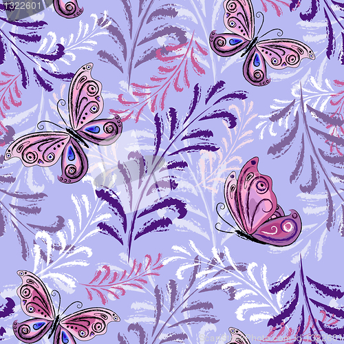 Image of Gentle violet seamless floral pattern