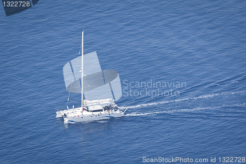 Image of boat in the blue ocean