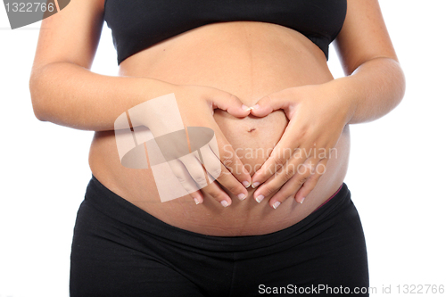 Image of beautiful pregnant woman expecting a boy