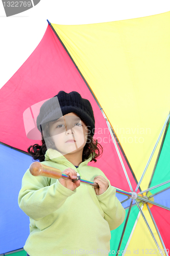 Image of Cute girl in autumn park