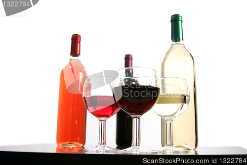 Image of Red, rose and white wine, drink photo