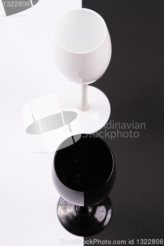 Image of black and white cup over black and white background