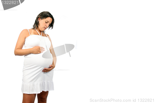 Image of beautiful pregnant woman expecting a boy