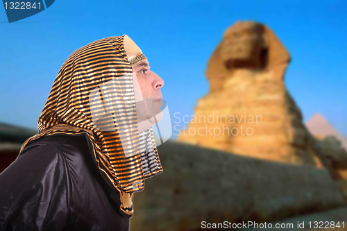 Image of egyptian pharaoh over the pyramids