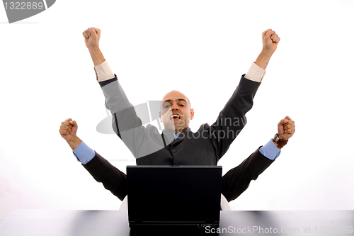 Image of happy businessman (4 arms)