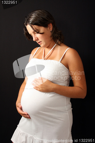 Image of beautiful pregnant woman expecting a boy