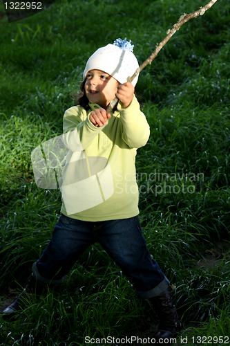 Image of Cute girl in autumn park