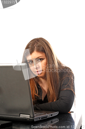 Image of businesswoman with laptop