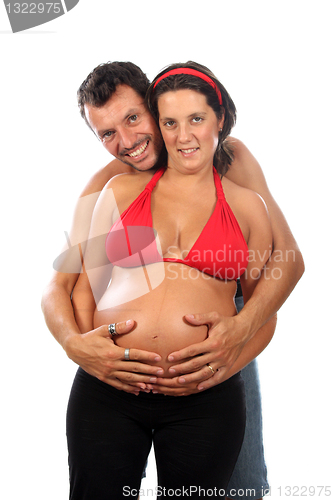 Image of beautiful and happy & young pregnant couple 