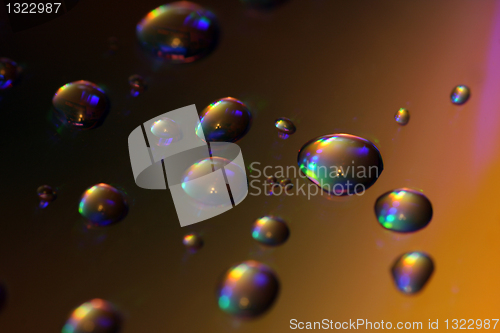 Image of Drops of water on a compact disk, technology