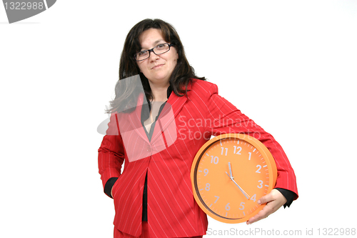 Image of sexy businesswoman with clock, business photo