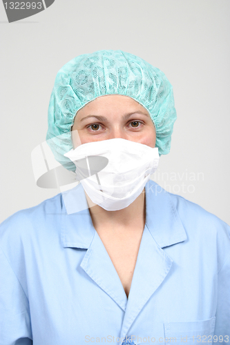 Image of Doctor isolated on white, beautiful nurse woman