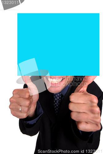 Image of businessman with board