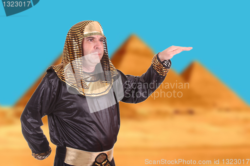 Image of egyptian pharaoh over the pyramids