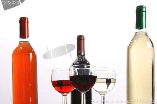 Image of Red, rose and white wine, drink photo