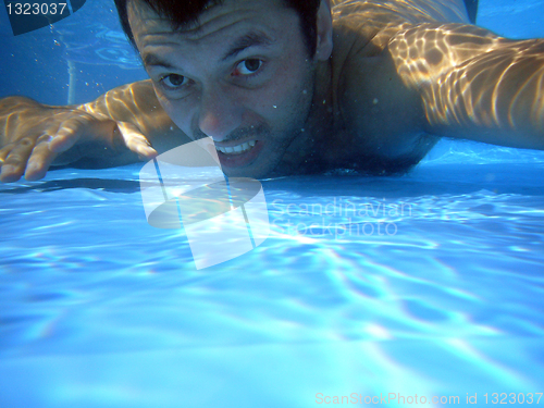 Image of man underwater in the pool