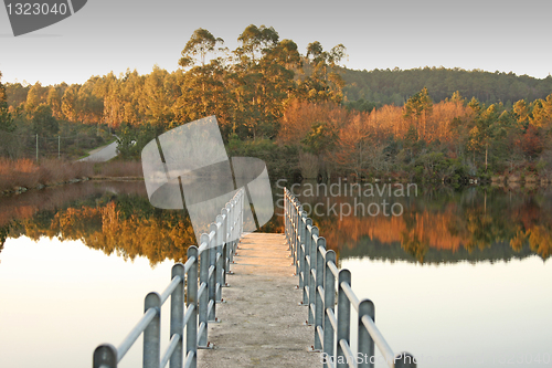 Image of beautiful autumn landscape with river and reflex, Portugal