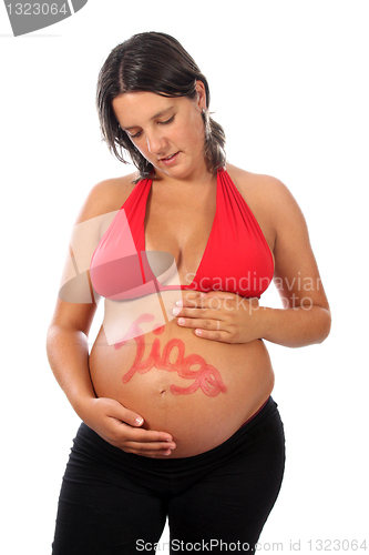 Image of beautiful pregnant woman expecting a boy