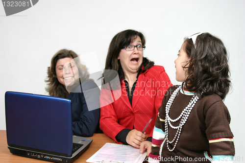 Image of woman businessteam with laptop