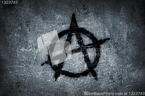 Image of anarchy symbol on wall
