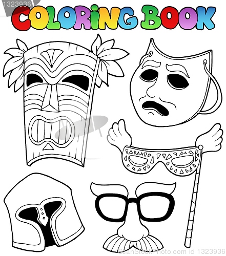 Image of Coloring book with different masks